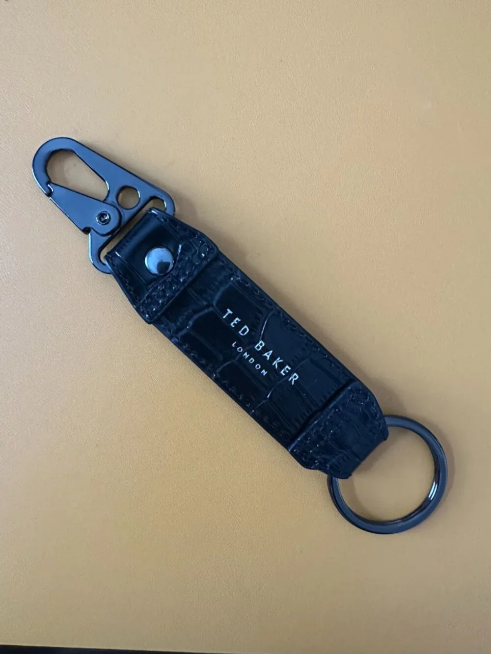 Ted Baker Romaiin Croc Embossed Black Leather Keyfob & Cardholder Set *NWOT*